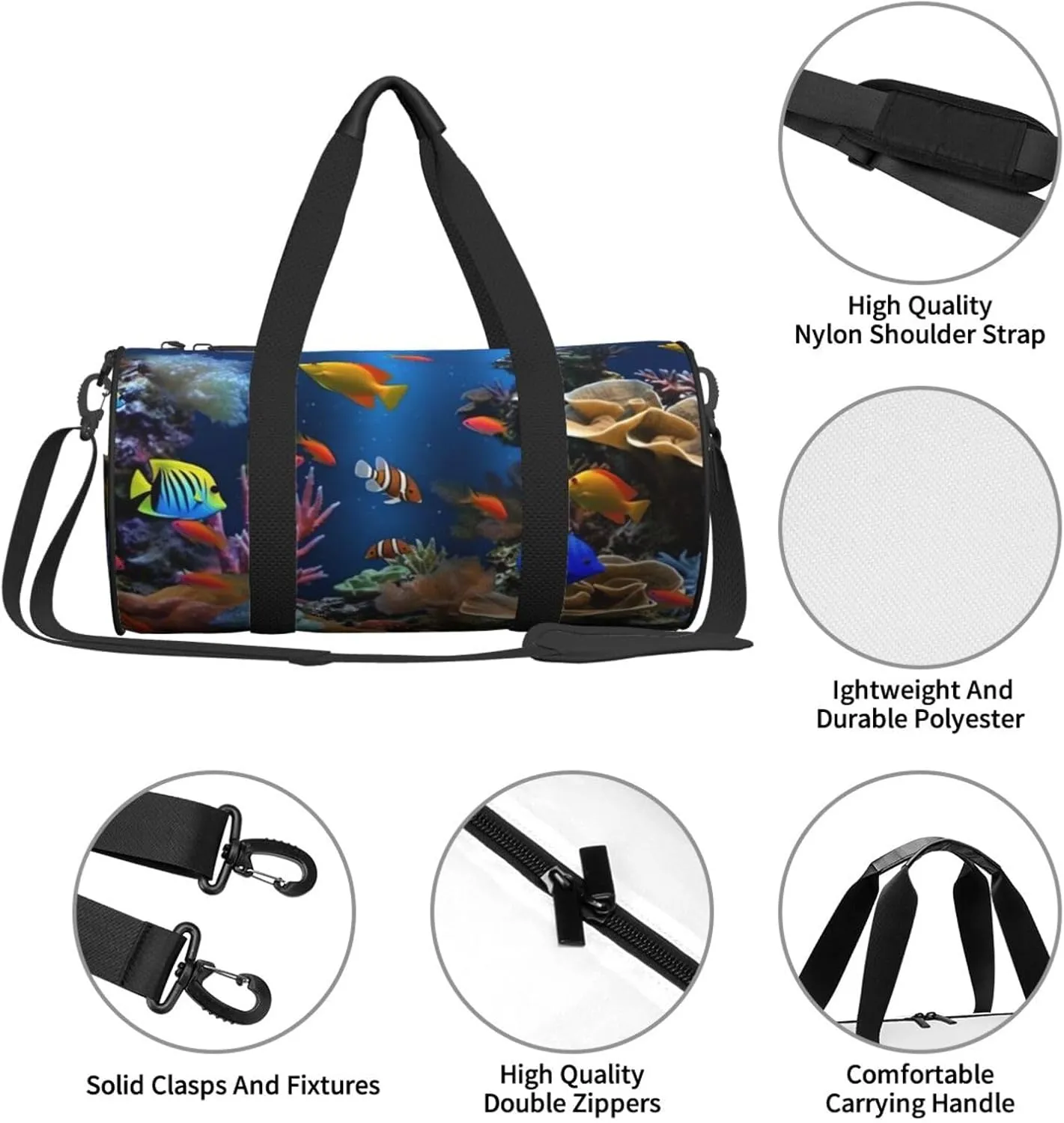Travel Duffle Bag Weekender Bags For Men Women With Shoe Compartment Large Capacity Weekender Overnight Bag Marine Life Carry On Tote Bags Sport Gym Bag For Travel Yoga