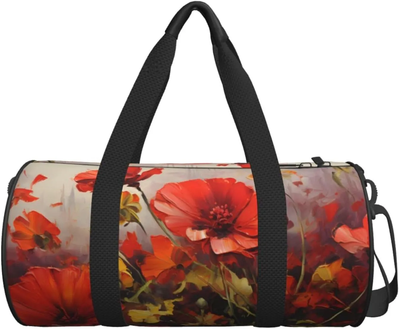 Travel Duffle Bag Weekender Bags For Men Women With Shoe Compartment Large Capacity Weekender Overnight Bag Oil Painting Red Flower Carry On Tote Bags Sport Gym Bag For Travel Yoga
