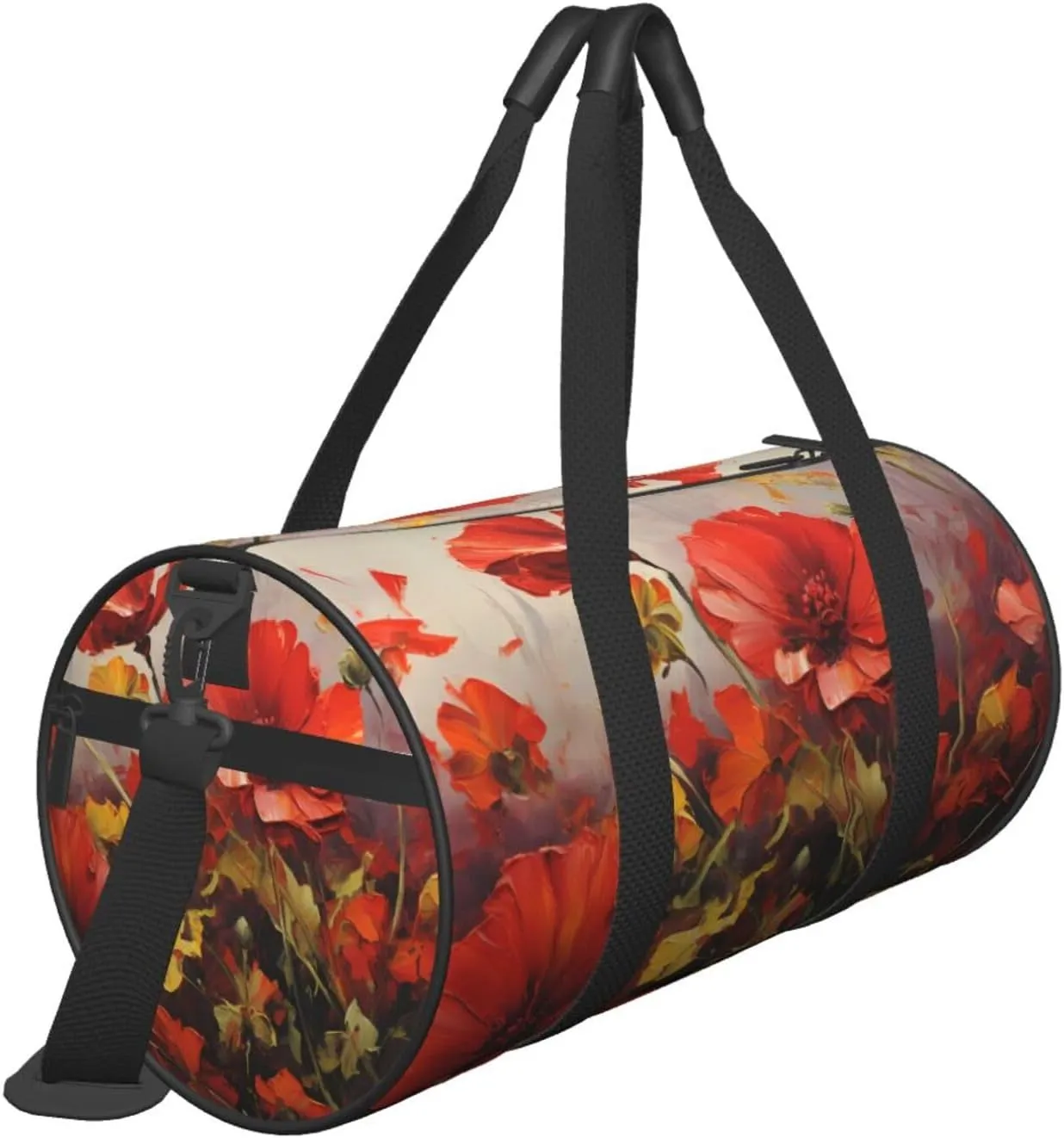 Travel Duffle Bag Weekender Bags For Men Women With Shoe Compartment Large Capacity Weekender Overnight Bag Oil Painting Red Flower Carry On Tote Bags Sport Gym Bag For Travel Yoga