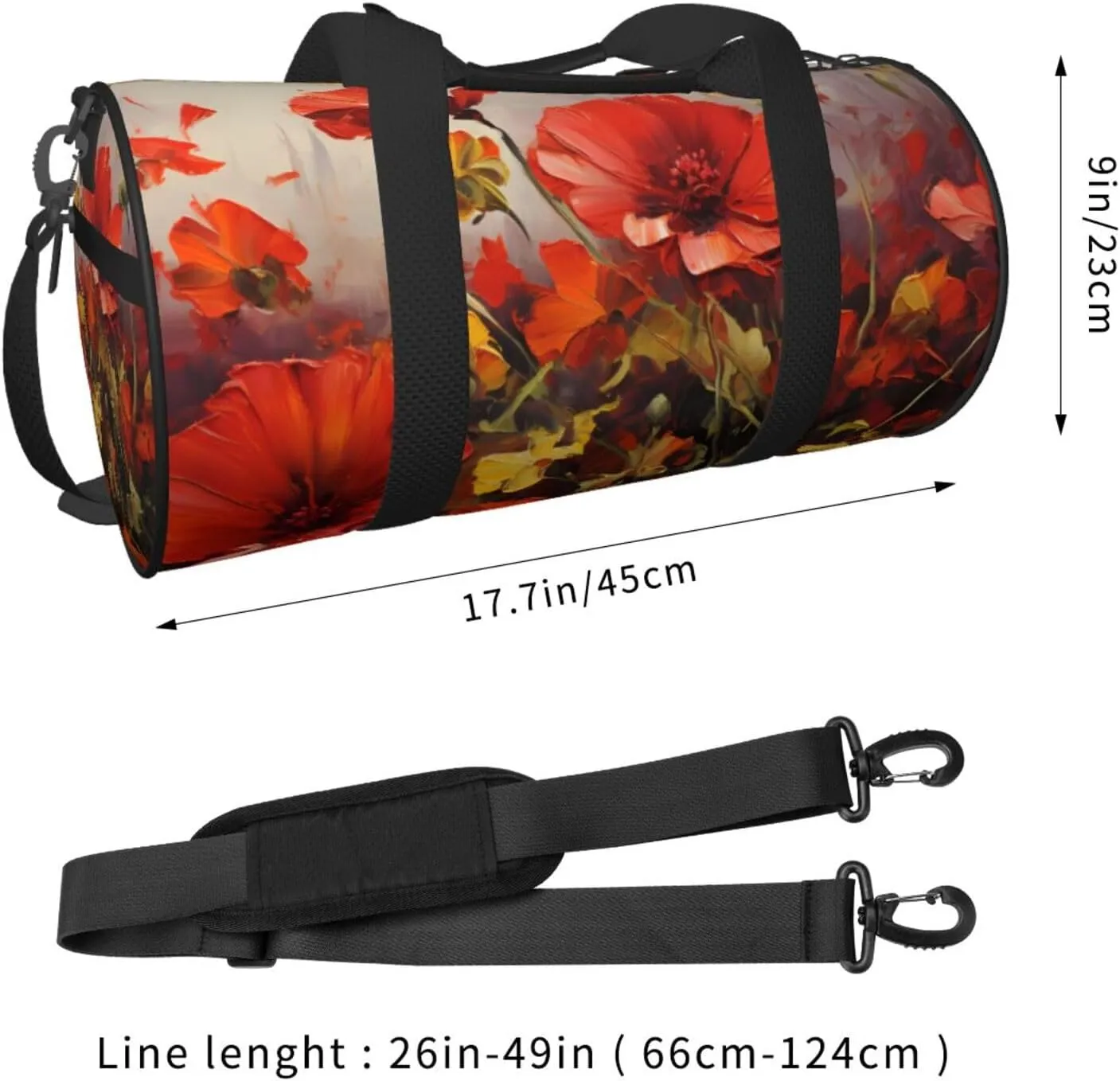 Travel Duffle Bag Weekender Bags For Men Women With Shoe Compartment Large Capacity Weekender Overnight Bag Oil Painting Red Flower Carry On Tote Bags Sport Gym Bag For Travel Yoga
