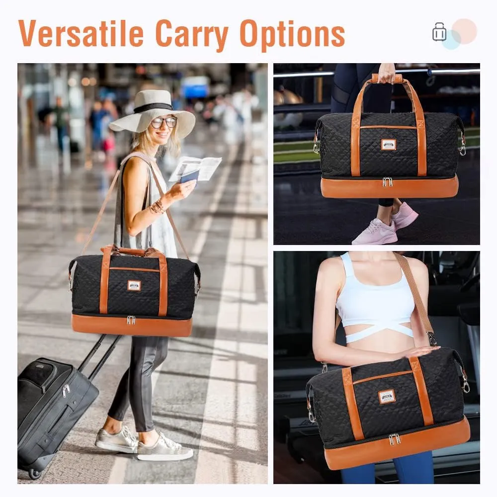 Travel Duffle Bag, Weekender Bags for Women Carry On Travel Bag Overnight Bag with Shoe Compartment Toiletry Bag