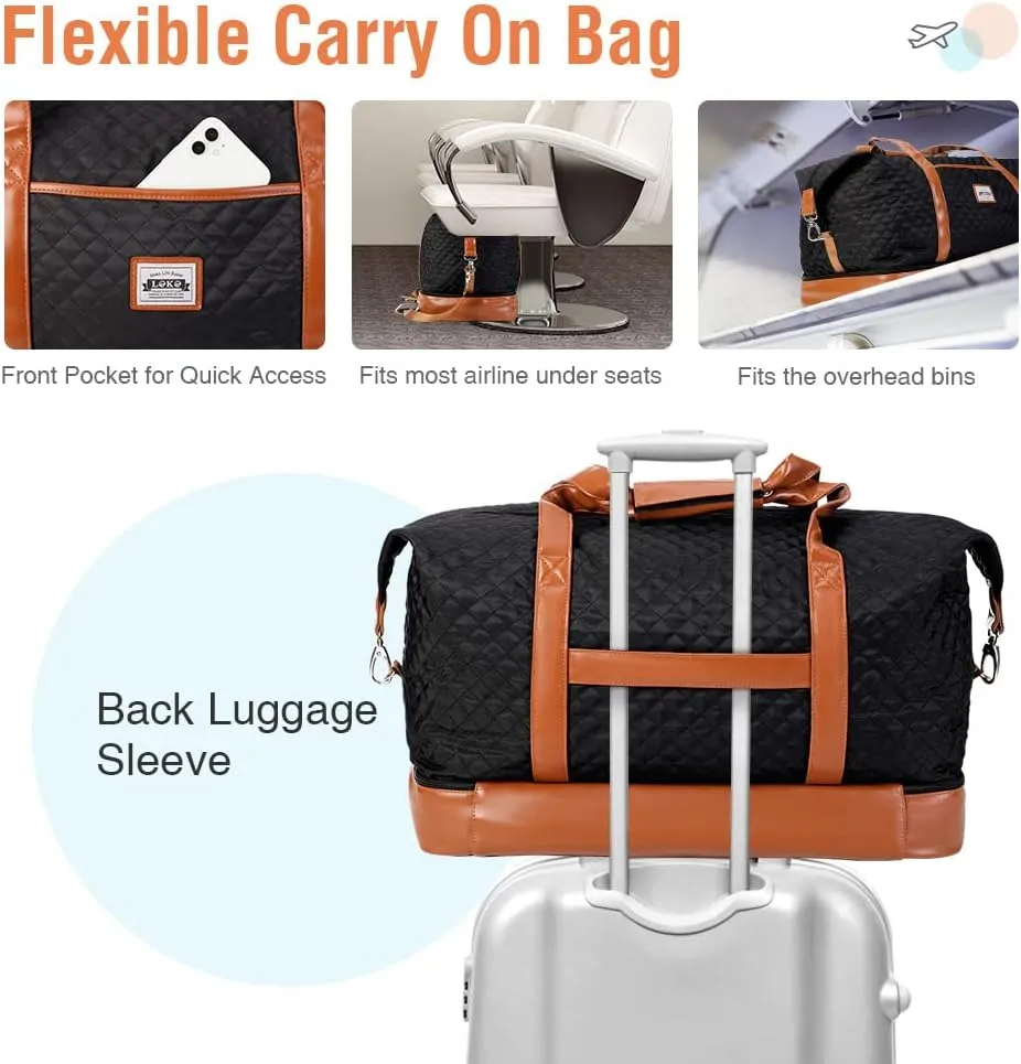 Travel Duffle Bag, Weekender Bags for Women Carry On Travel Bag Overnight Bag with Shoe Compartment Toiletry Bag