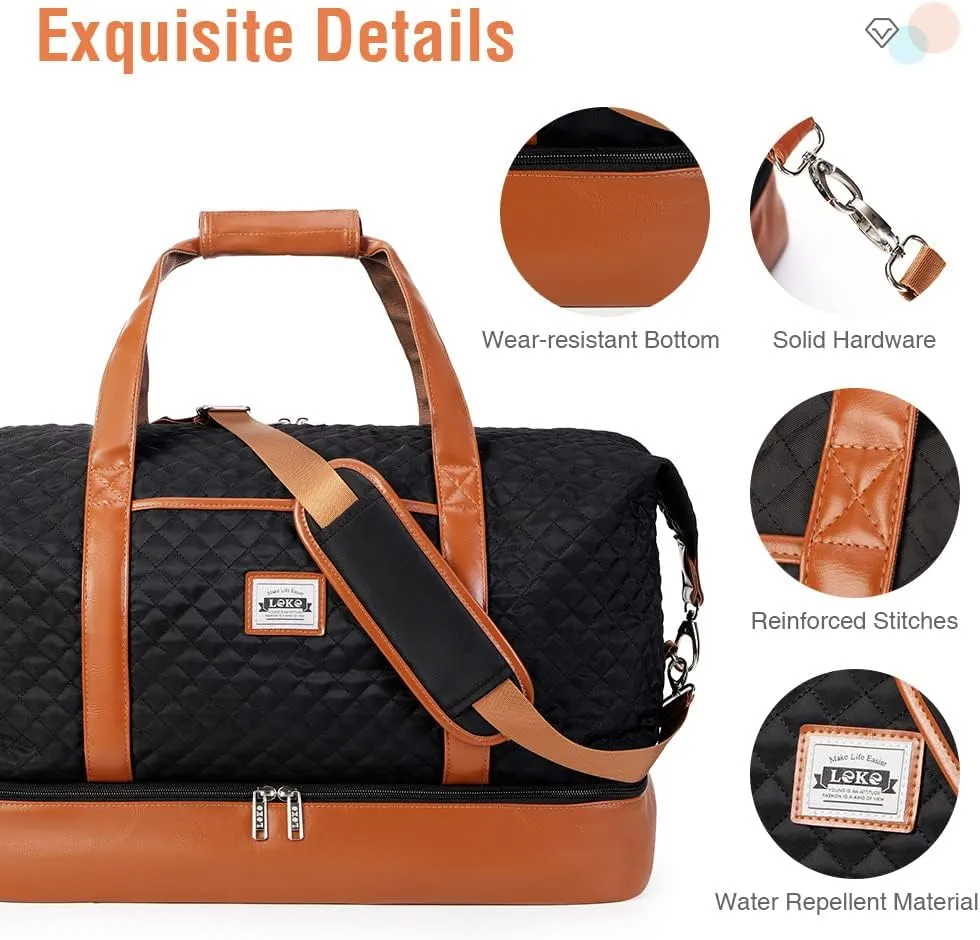 Travel Duffle Bag, Weekender Bags for Women Carry On Travel Bag Overnight Bag with Shoe Compartment Toiletry Bag