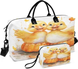 Travel Duffle Bag, Yellow Duck Gym Bag with Storage Bag Weekender Overnight Bag for Men Women Trip Sports Yoga