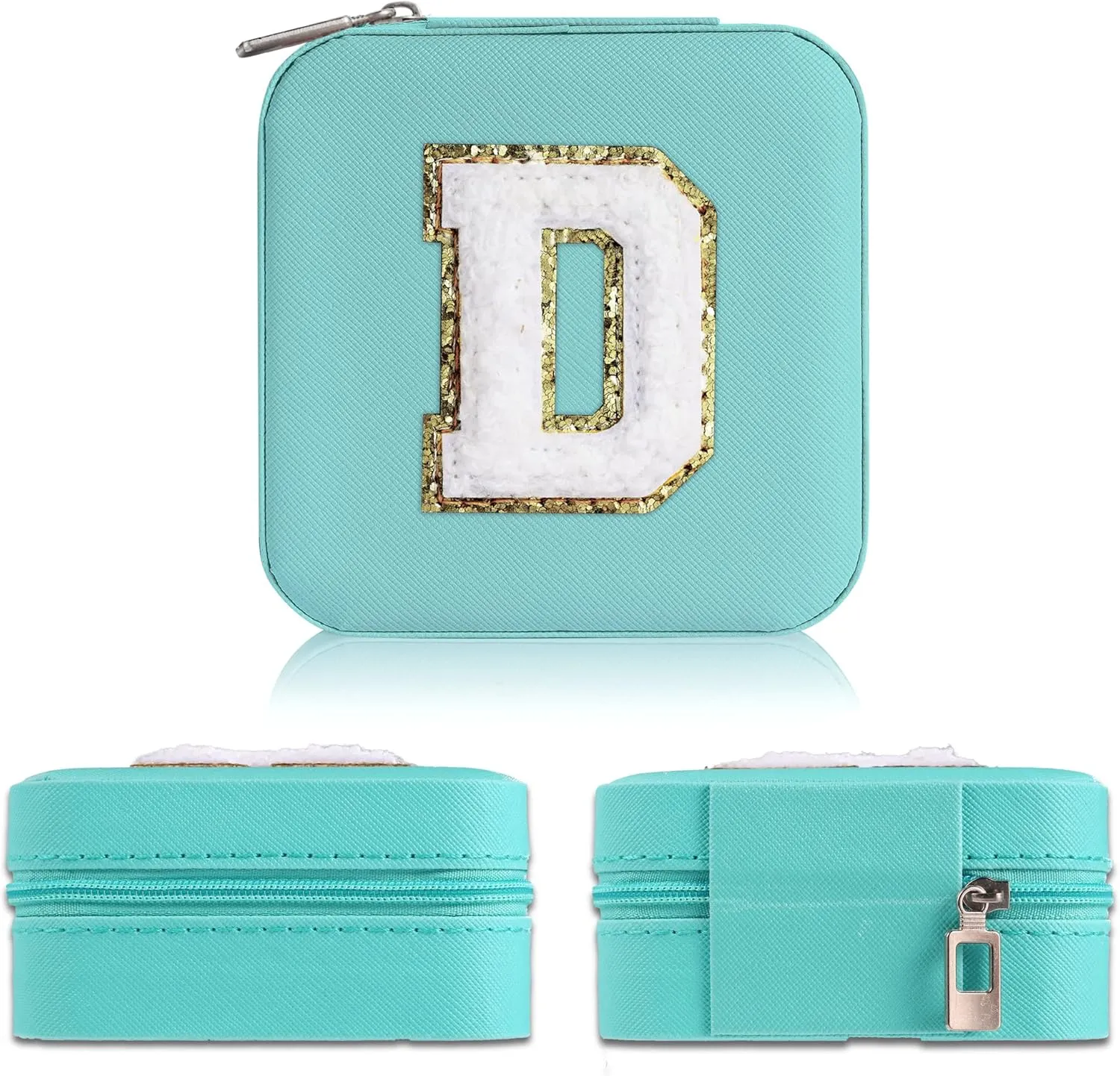 Travel Jewelry Box for Women Girls - Small Organizer Case With Initial D - Gift for Girls