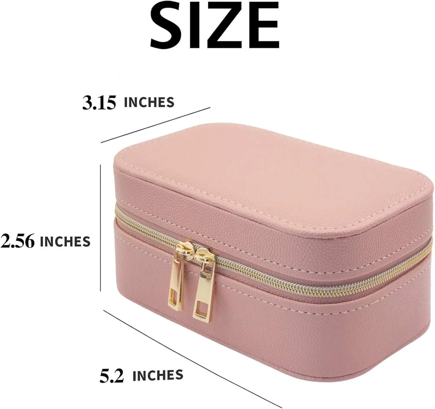 Travel Jewelry Case Bulk of 2 for Women-Small,Portable, Zip, PU Leather Jewelry Organizer Oor Earring Bracelets-Pink Mini Travel Jewelry Box Set Perfect For Jewelry Box Bridesmaid Gift
