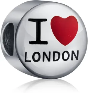 Travel Tourism England France Words Heart I Love Paris London Piccadilly Double Decker Bus Vacation British Flag Tea Cup Charm Bead For Women Teen Enamel .925 Sterling Silver Fit European Bracelet