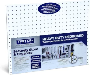 Triton Products Heavy Duty Poly Pegboards - Set of 2 DuraBoard Wall Panels, Each 22" x 18" x 1/4" with 1/4" Holes for Home, Office, Garage, Storage and Organization (White)