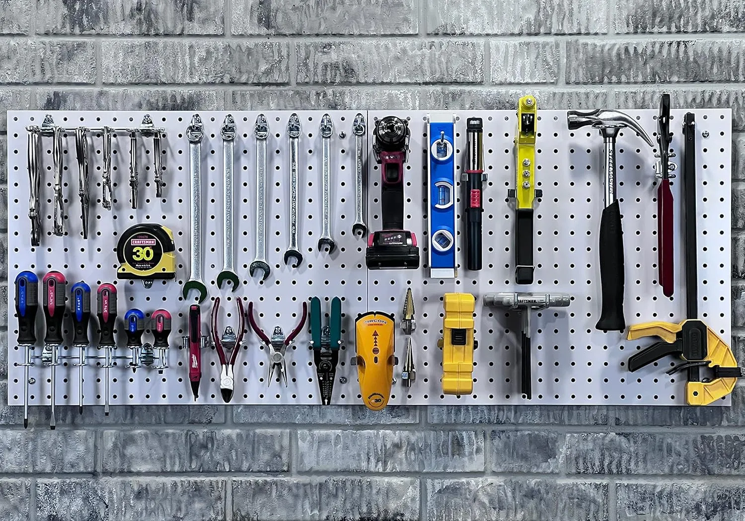 Triton Products Heavy Duty Poly Pegboards - Set of 2 DuraBoard Wall Panels, Each 22" x 18" x 1/4" with 1/4" Holes for Home, Office, Garage, Storage and Organization (White)