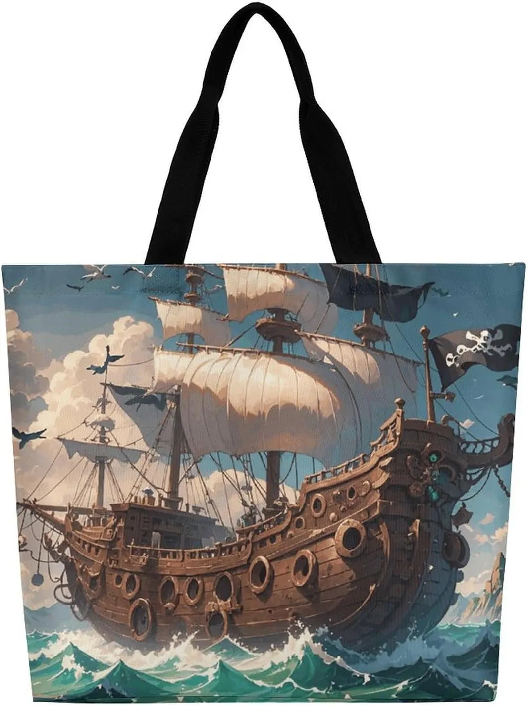 Tropical Flowers And Foliage Tote Bag for Women Reusable Grocery Shoulder Bags Shopping Bag for Travel, Groceries