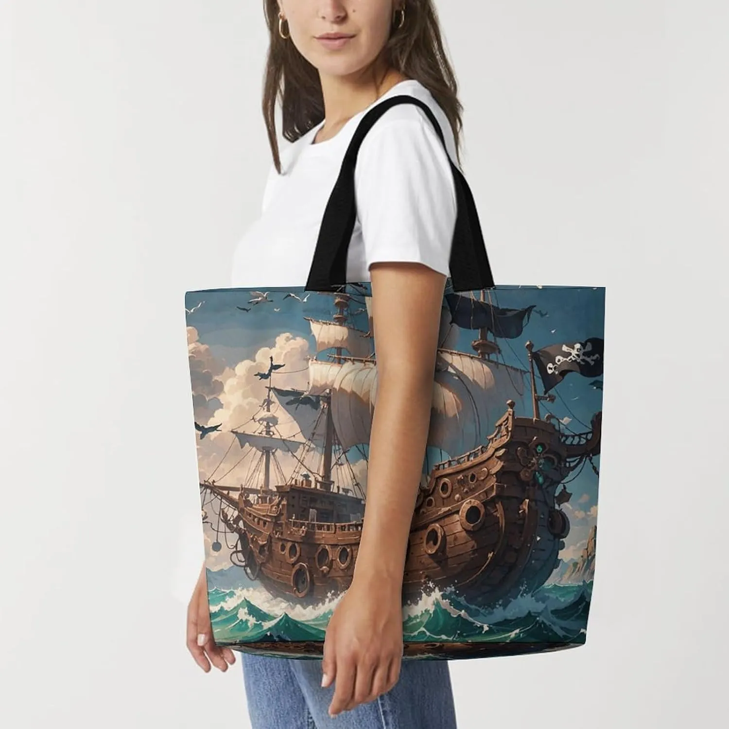 Tropical Flowers And Foliage Tote Bag for Women Reusable Grocery Shoulder Bags Shopping Bag for Travel, Groceries