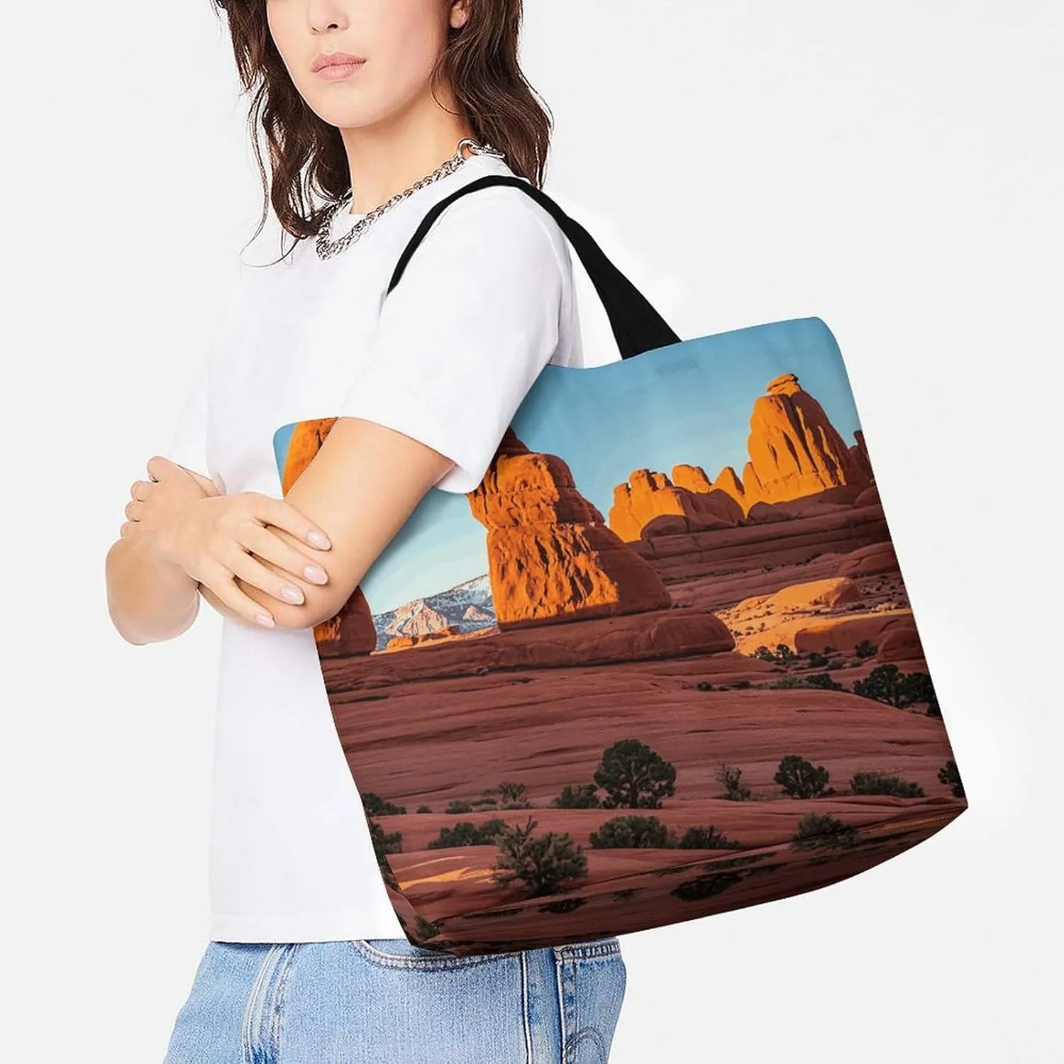 Tropical Flowers And Foliage Tote Bag for Women Reusable Grocery Shoulder Bags Shopping Bag for Travel, Groceries