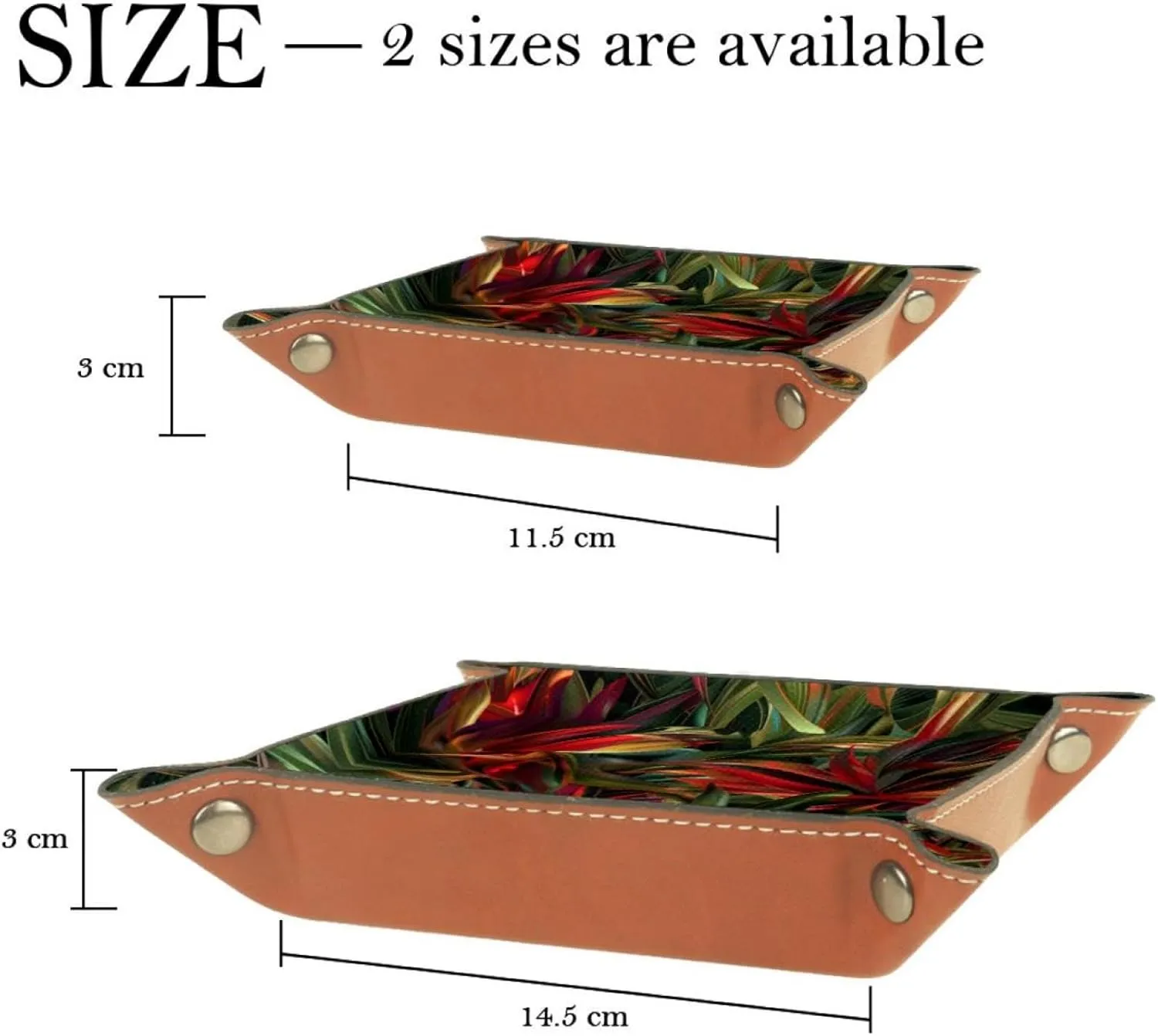 Tropical Jungle Plants Stacking Jewelry Organizer Trays, Small Desk Drawer Earring and Bracelet Storage Tray, Key Tray for Entryway Table, Decorative Ring Storage Tray