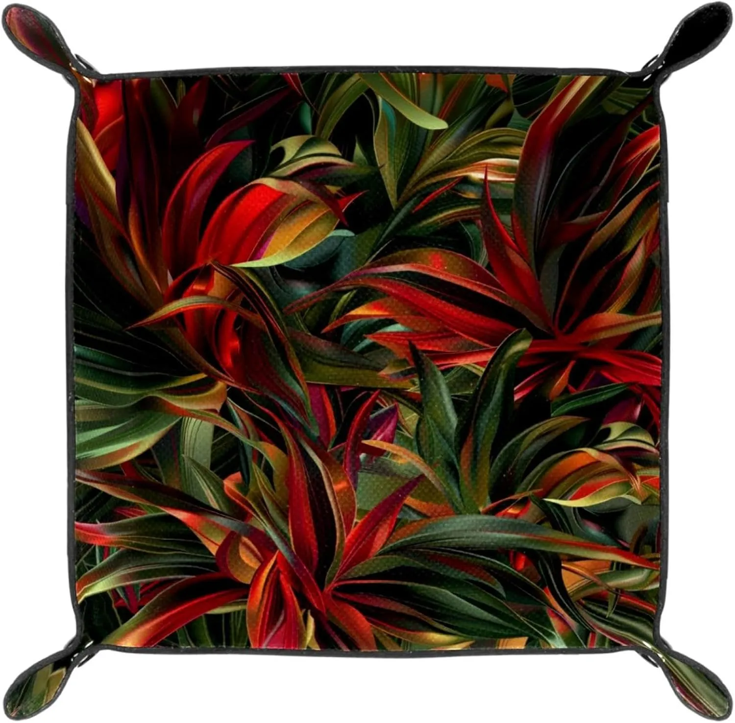 Tropical Jungle Plants Stacking Jewelry Organizer Trays, Small Desk Drawer Earring and Bracelet Storage Tray, Key Tray for Entryway Table, Decorative Ring Storage Tray