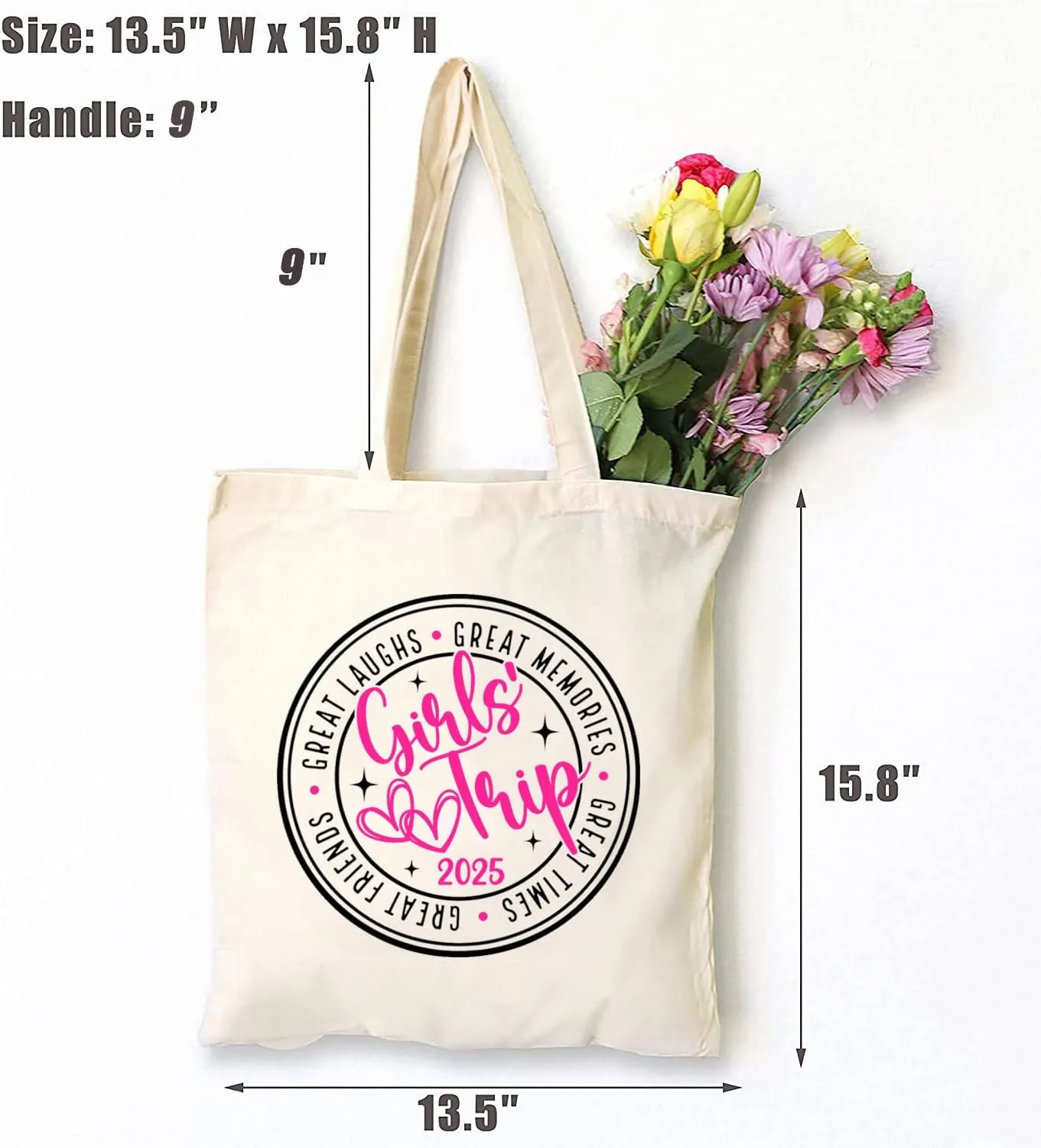TSIIUO Funny Girls Weekend 2025 Canvas Tote Bag Gifts for Women Friends Trip Beach Bag Summer Vacation Cotton Tote Bag