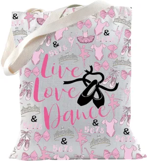 TSOTMO Dance Gift Dance Teacher Gift Live Love Dance 5678 Tote Bag for Dance Lovers Dancer Ballerina Gift