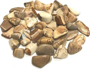 Tumbled Picture Jasper - Large 1" Stones in Velvet Bag (1 Pound)