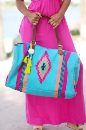Turquoise Duffle Bag