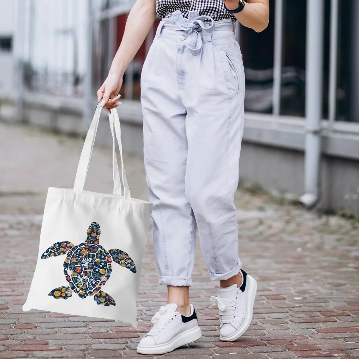 Turtle Gifts Shark Gifts Tote Bag, Hedgehog Horse Gifts for Women Girls, Animals Reusable Grocery Bag Shopping Bag