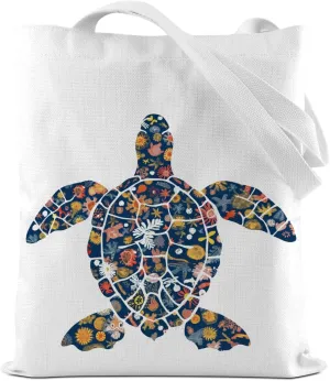 Turtle Gifts Shark Gifts Tote Bag, Hedgehog Horse Gifts for Women Girls, Animals Reusable Grocery Bag Shopping Bag