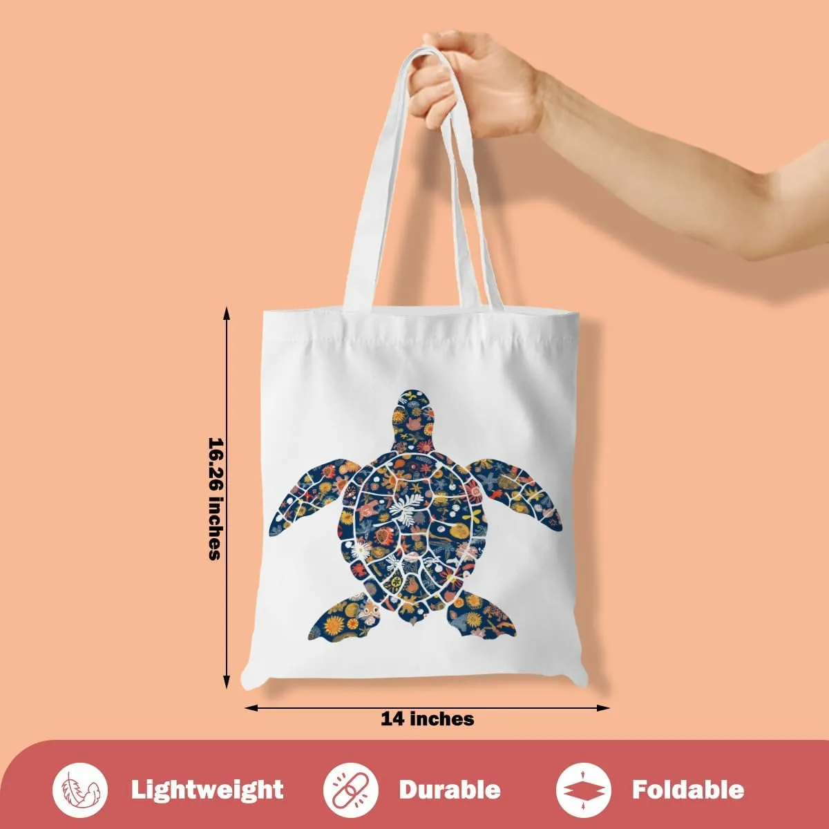 Turtle Gifts Shark Gifts Tote Bag, Hedgehog Horse Gifts for Women Girls, Animals Reusable Grocery Bag Shopping Bag