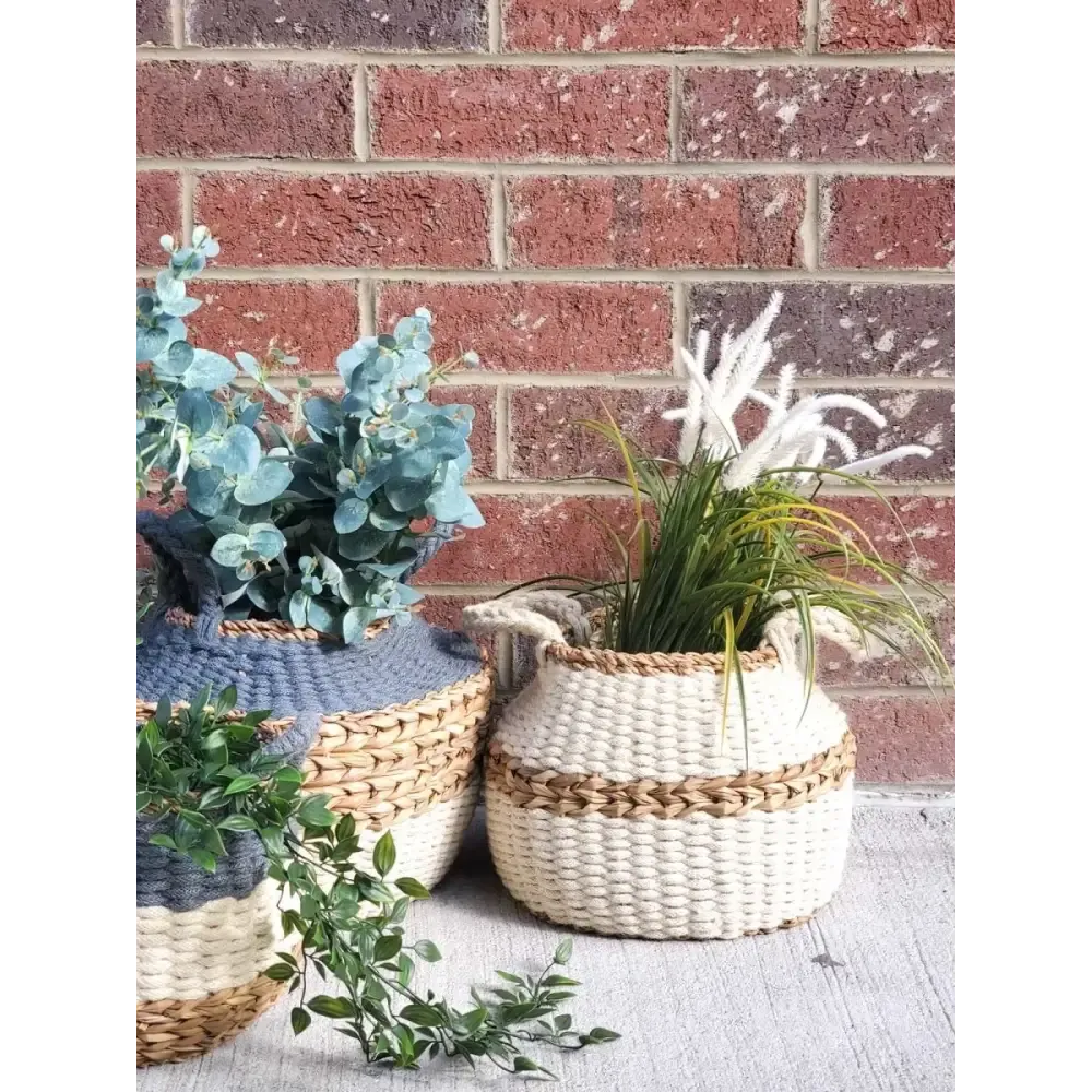 Ula Stripe Basket Made by Fair Trade Artisans for Eco-Friendly Storage