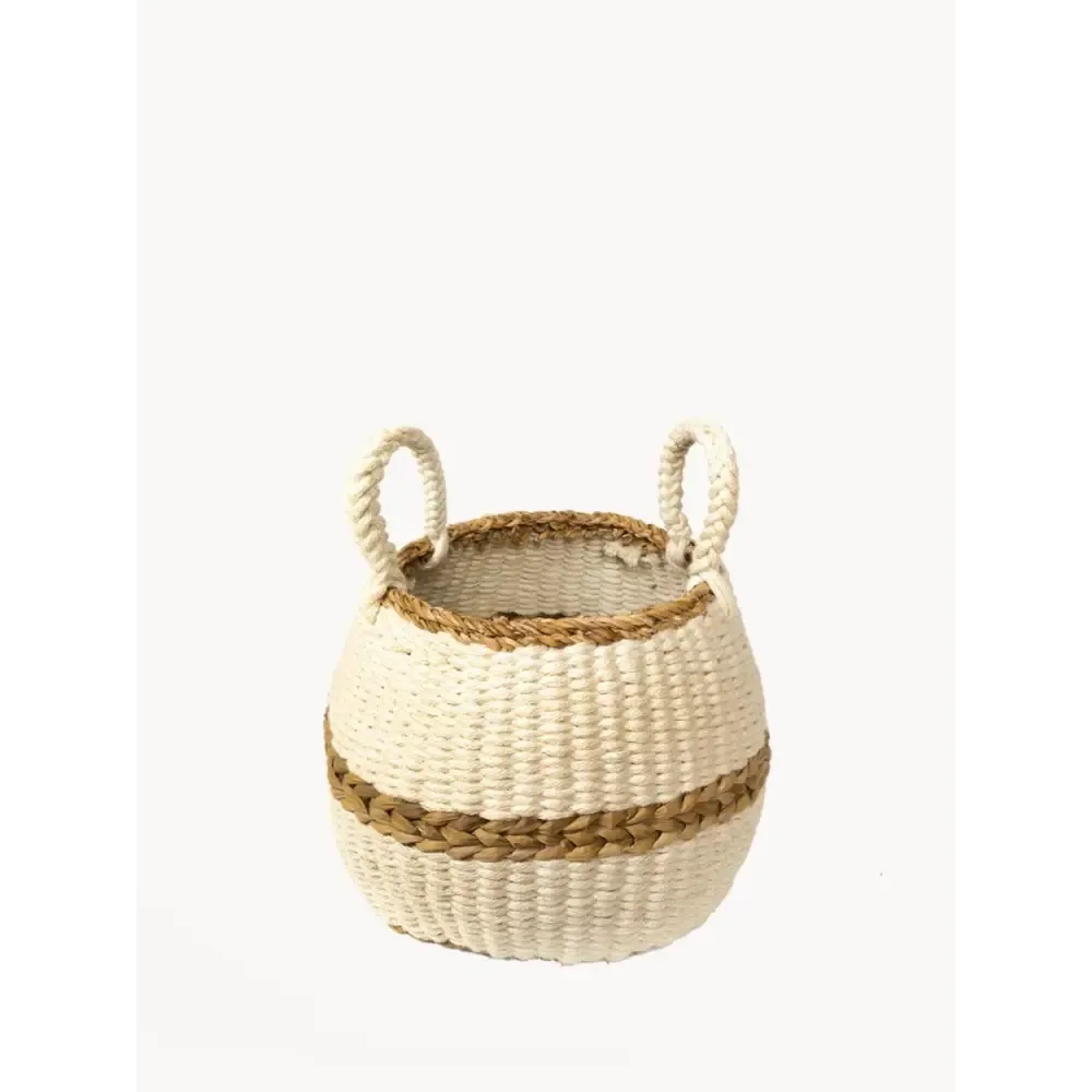 Ula Stripe Basket Made by Fair Trade Artisans for Eco-Friendly Storage