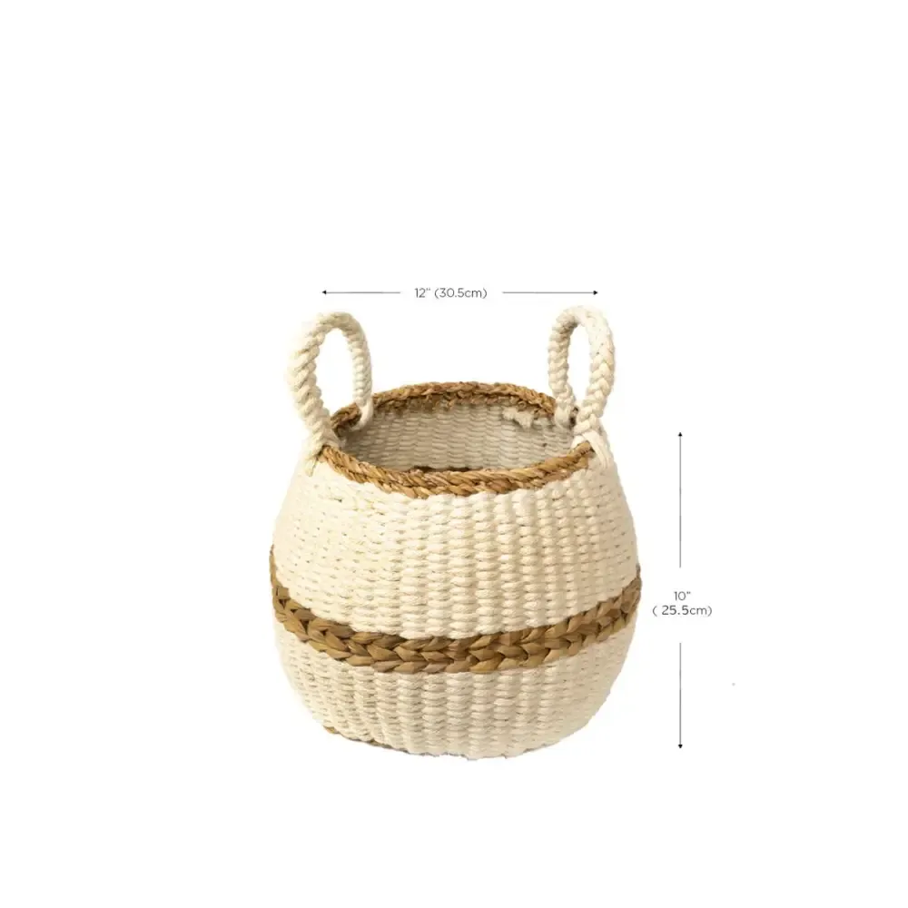 Ula Stripe Basket Made by Fair Trade Artisans for Eco-Friendly Storage