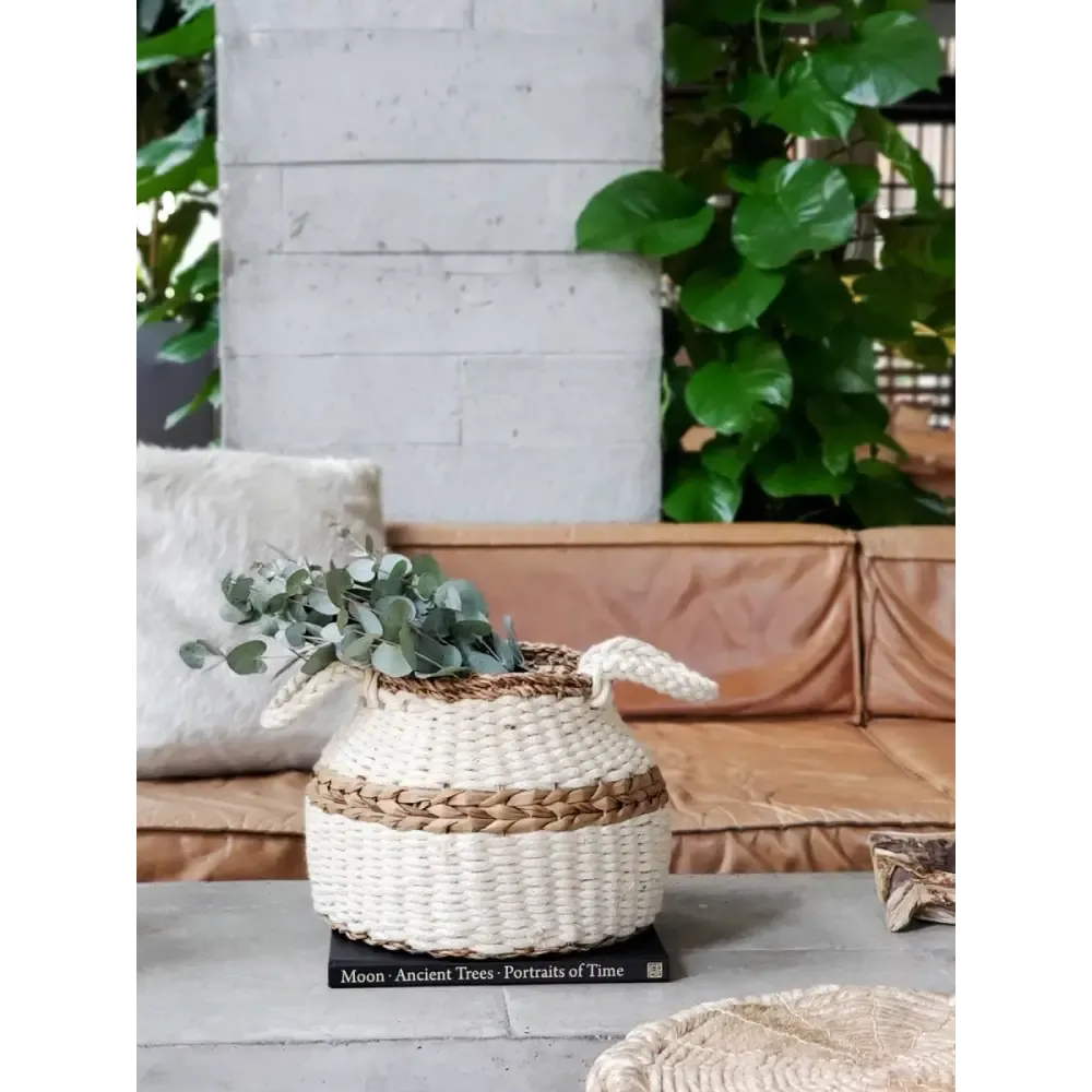 Ula Stripe Basket Made by Fair Trade Artisans for Eco-Friendly Storage