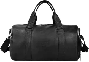 Unisex Travel Bag Waterproof Duffel Bag,Unisex Large Capacity Travel Duffle Faux Leather Gym Fitness Tote Shoulder Bag Black L