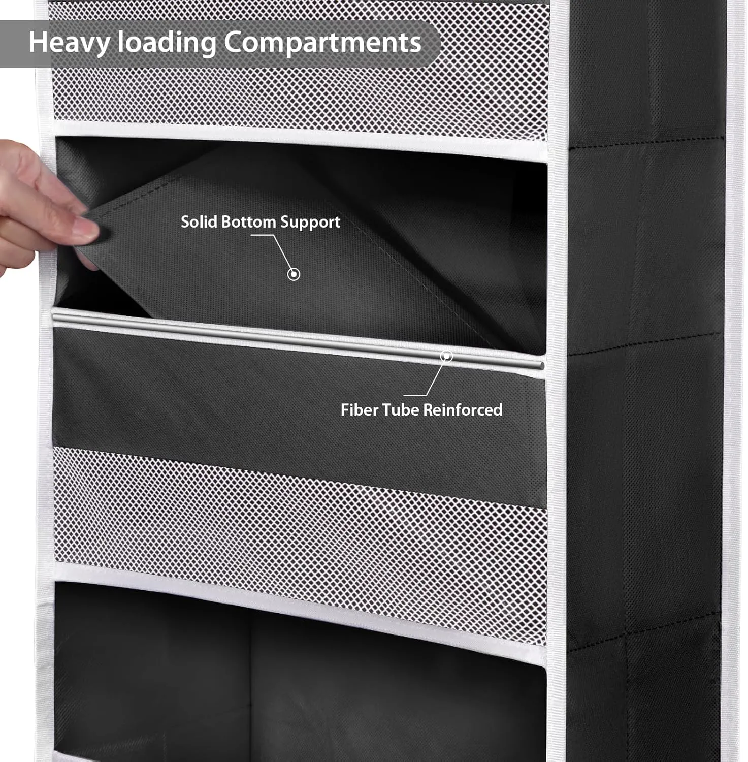 Univivi 6-Shelf Door Hanging Organizer Baby Door Storage Wall Mount Storage with 3 Small PVC Pockets and 5 Large Pockets for Baby Stuff, Toiletries and Sundries
