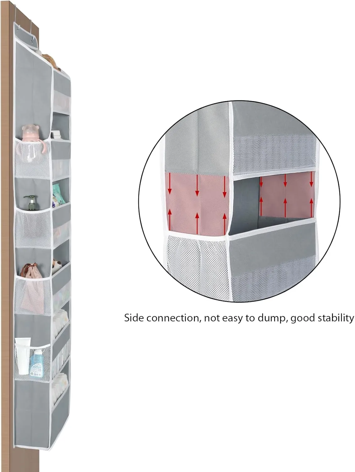 Univivi Door Hanging Organizer Nursery Closet Cabinet Baby Storage with 6 Large Compartments and 8 Side Pockets for Cosmetics, Toys and Sundries
