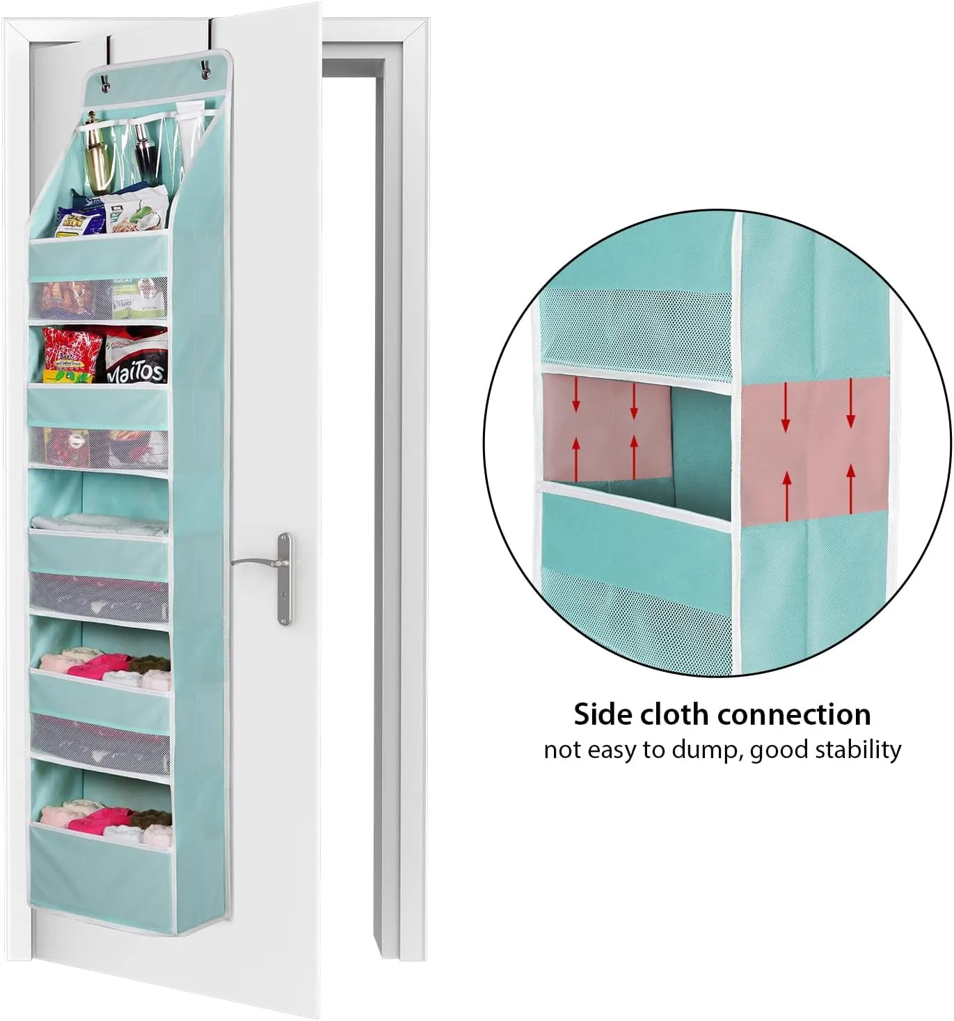 Univivi Door Hanging Organizer Nursery Door Hanging Storage Closet with 5 Large Pockets and 3 Small PVC Pockets Over Door Organizer for Cosmetics, Toys and Sundries (Blue)