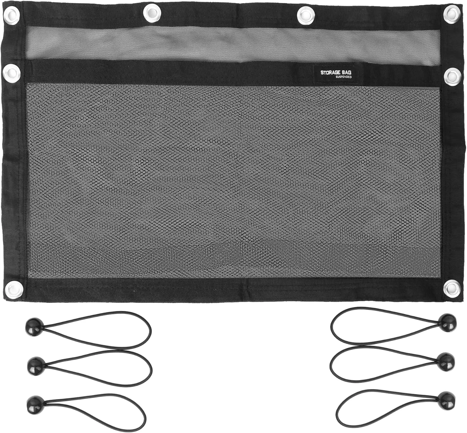 Upgrade Boat Storage Bag,Mesh Suspended Storage Organizer, Cargo Net Pocket Organizer Pouch Bag,Boat,Truck SUV Travel Long Road Trip Camping Interior Accessories with 6 pcs Elastic Ring (24 INCH)