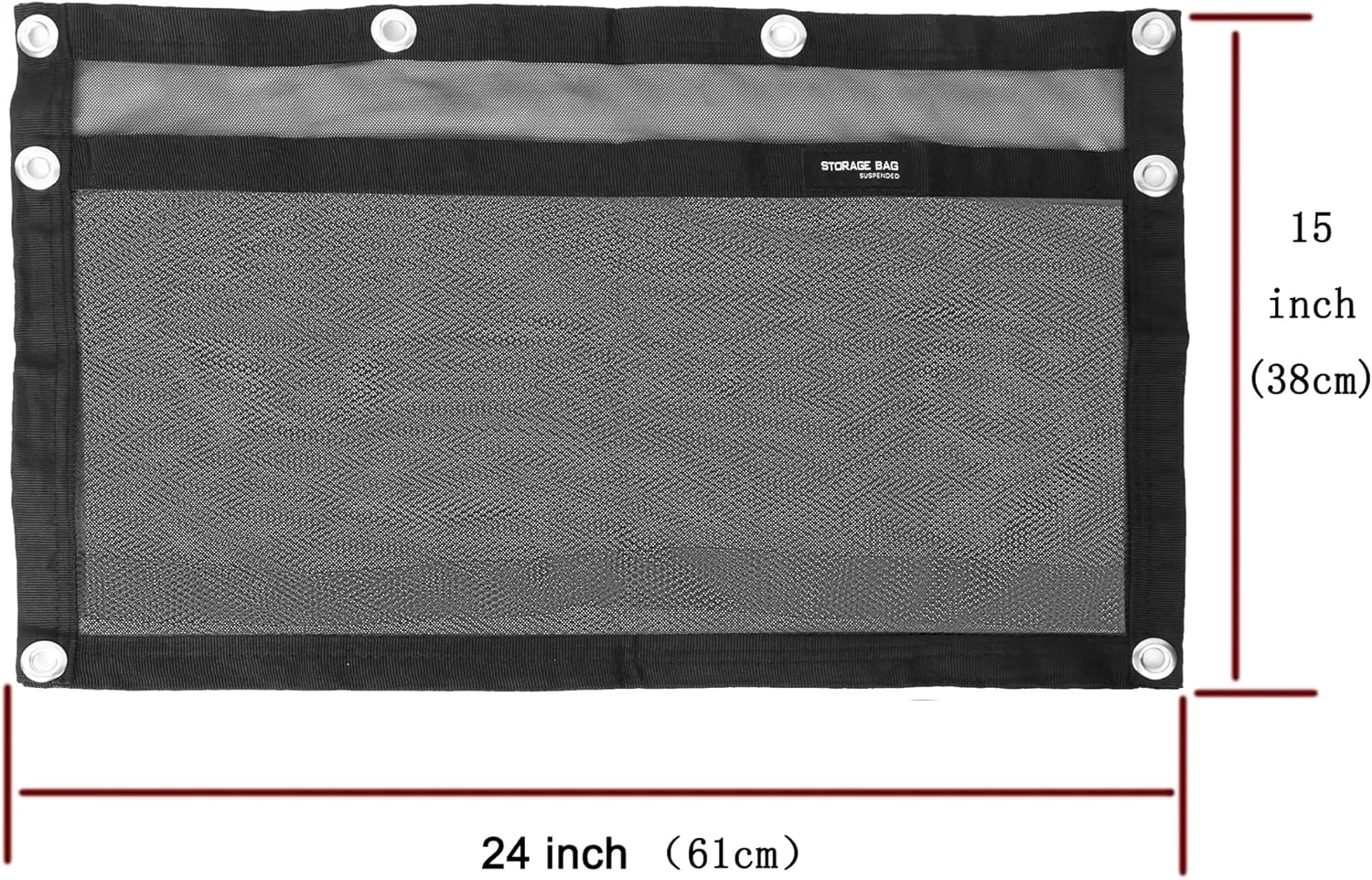 Upgrade Boat Storage Bag,Mesh Suspended Storage Organizer, Cargo Net Pocket Organizer Pouch Bag,Boat,Truck SUV Travel Long Road Trip Camping Interior Accessories with 6 pcs Elastic Ring (24 INCH)
