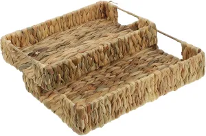 UPKOCH 2Pcs Natural Hand Woven Basket Rustic Woven Storage Holder for Organizing Snacks Fruits and More for Home Kitchen Office and Tabletop Decor