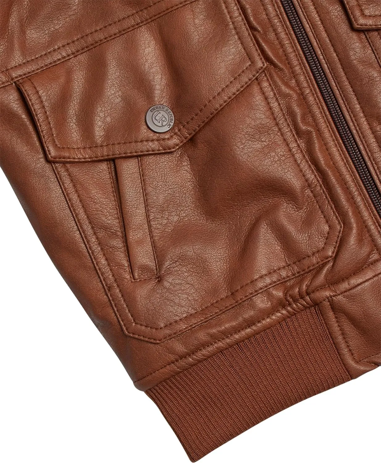 URBAN REPUBLIC Boys' Faux Leather Jacket - Aviator Bomber Outerwear Coat with Sherpa Collar and Chest Pocket (Sizes: 8-20)