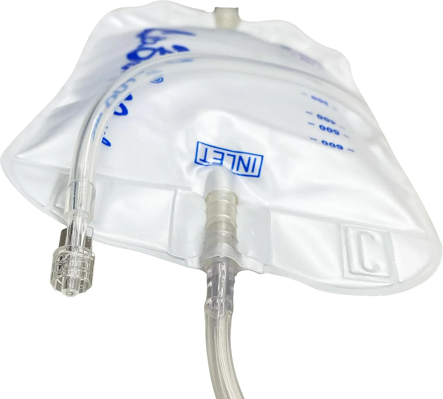 Urine Drainage Bag, 600mL with Anti-Reflux Valve, 50cm Silicone Tube and Cloth Backing 1300/0061 (1)