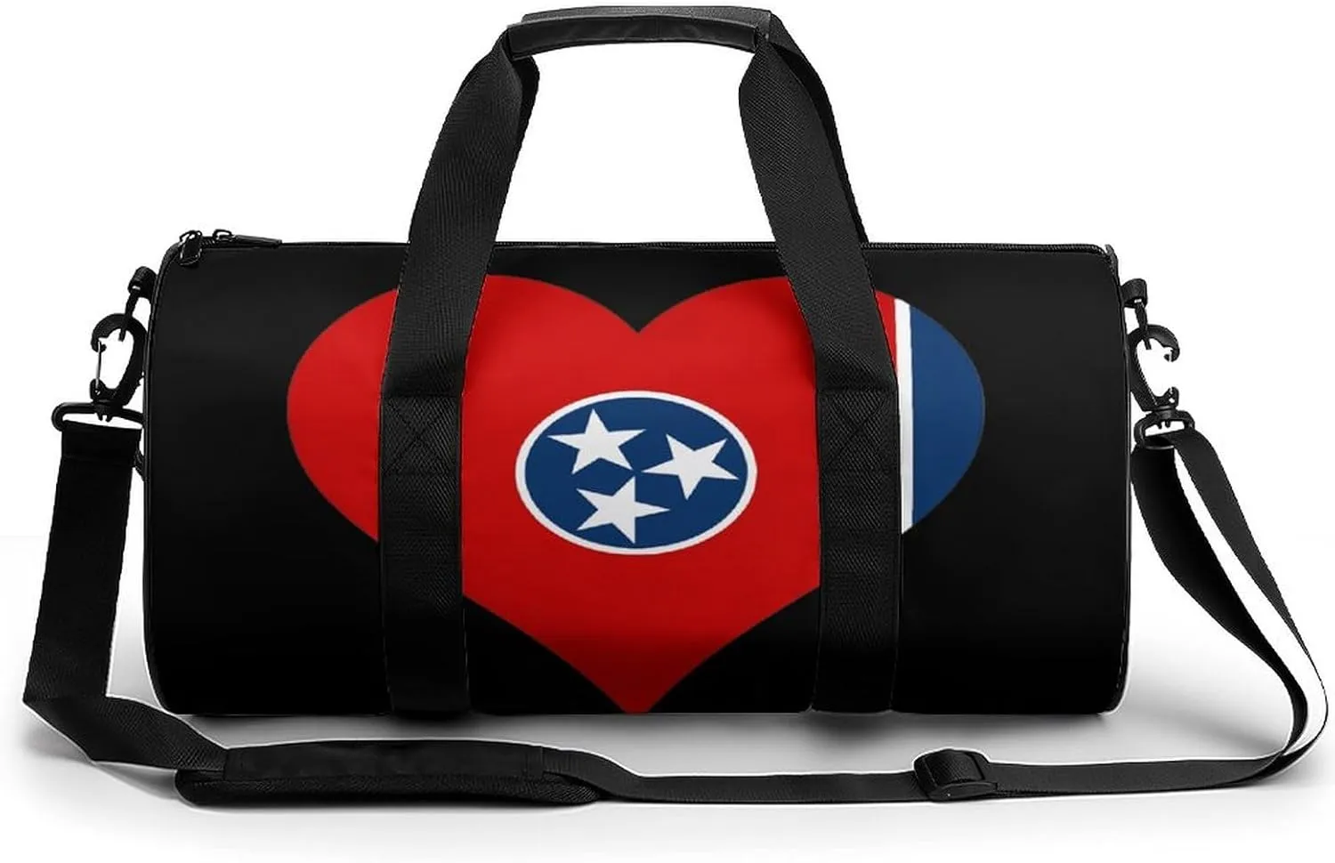 US State Tennessee Flag Heart Gym Bag for Women Men Travel Duffle Bag Carry on Weekender Tote Bag Lightweight