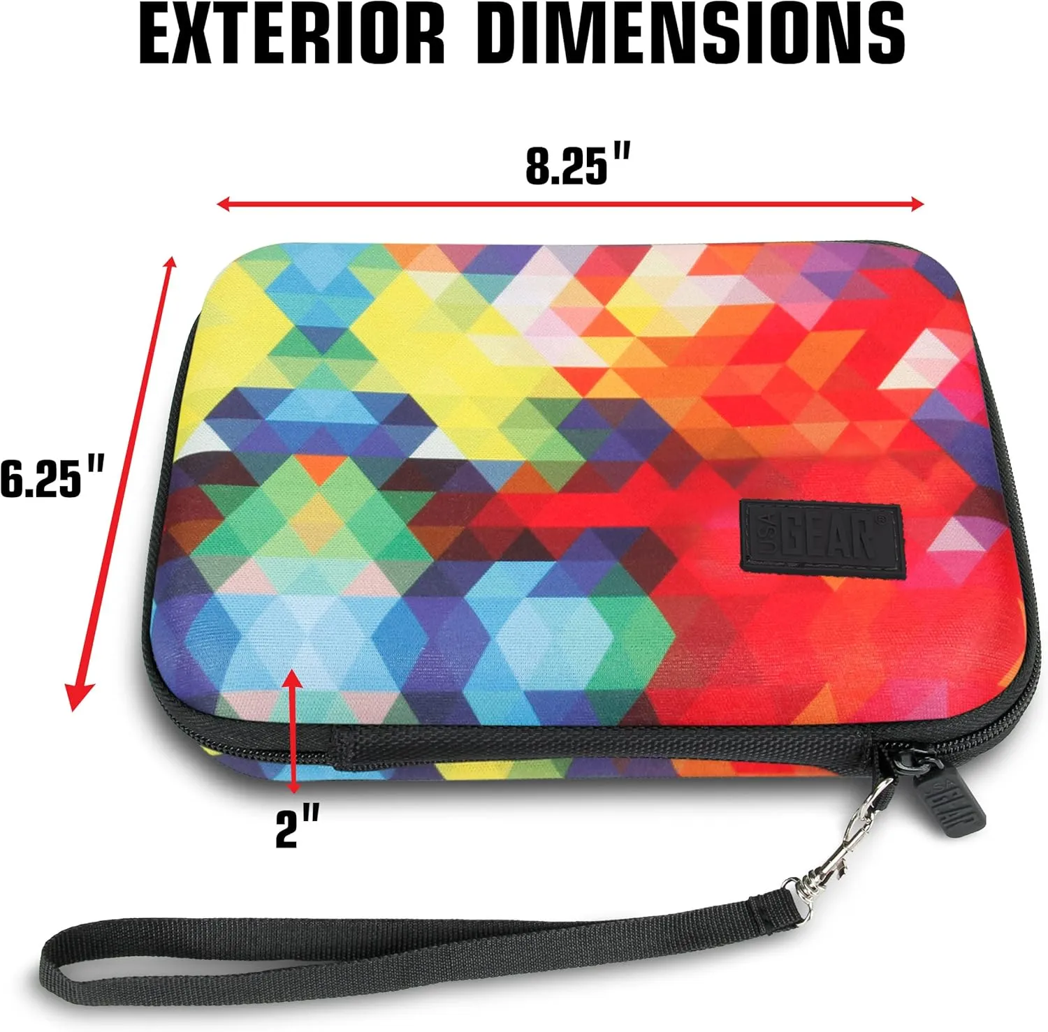 USA GEAR Golf Launch Monitor Case, Swing Caddie Hard Case with Scratch Resistant Interior, Water Resistant Exterior - Compatible with Swing Caddie SC300i, Voice Caddie, Garmin R10 and more - Geometric