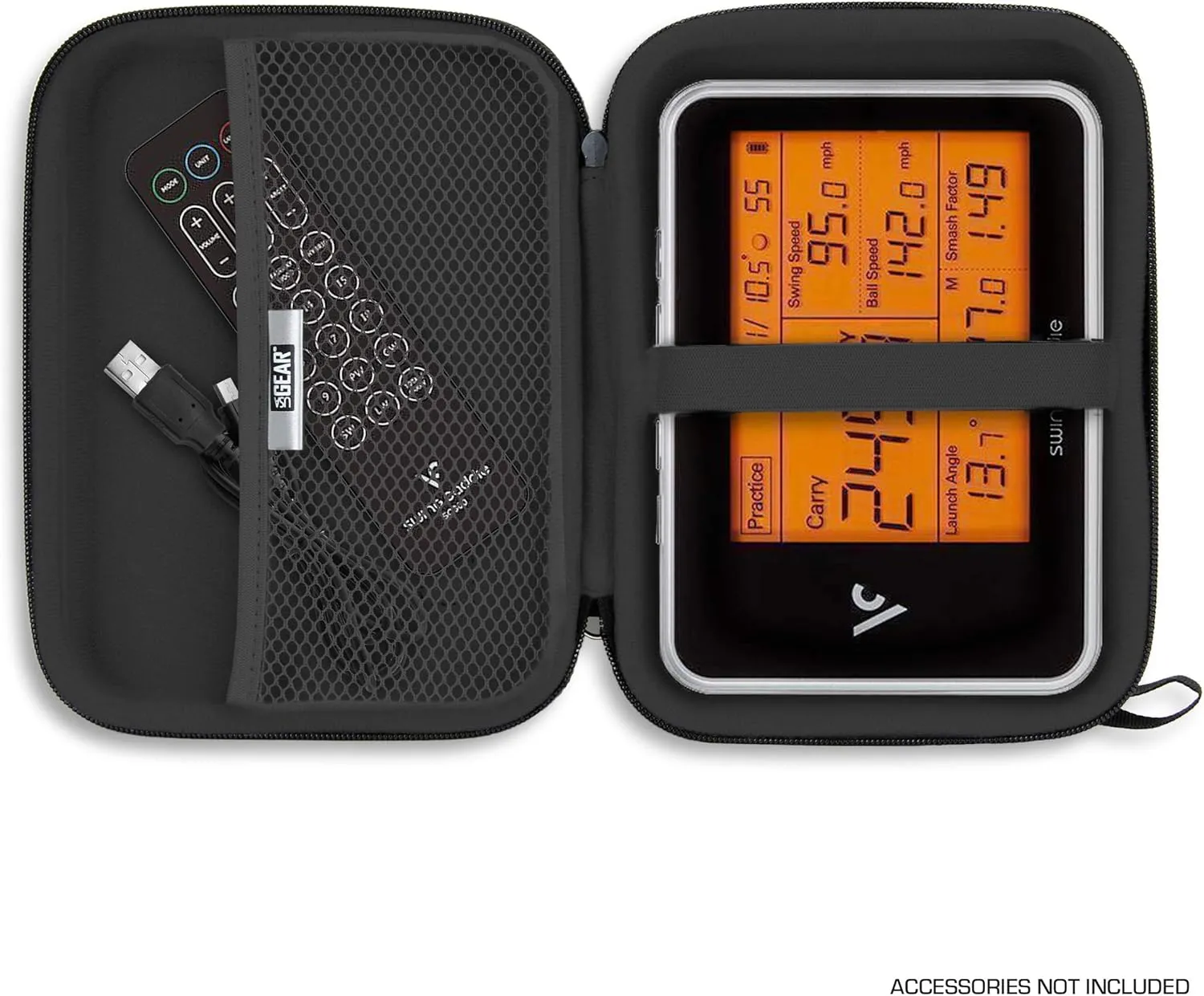 USA GEAR Golf Launch Monitor Case, Swing Caddie Hard Case with Scratch Resistant Interior, Water Resistant Exterior - Compatible with Swing Caddie SC300i, Voice Caddie, Garmin R10 and more - Geometric