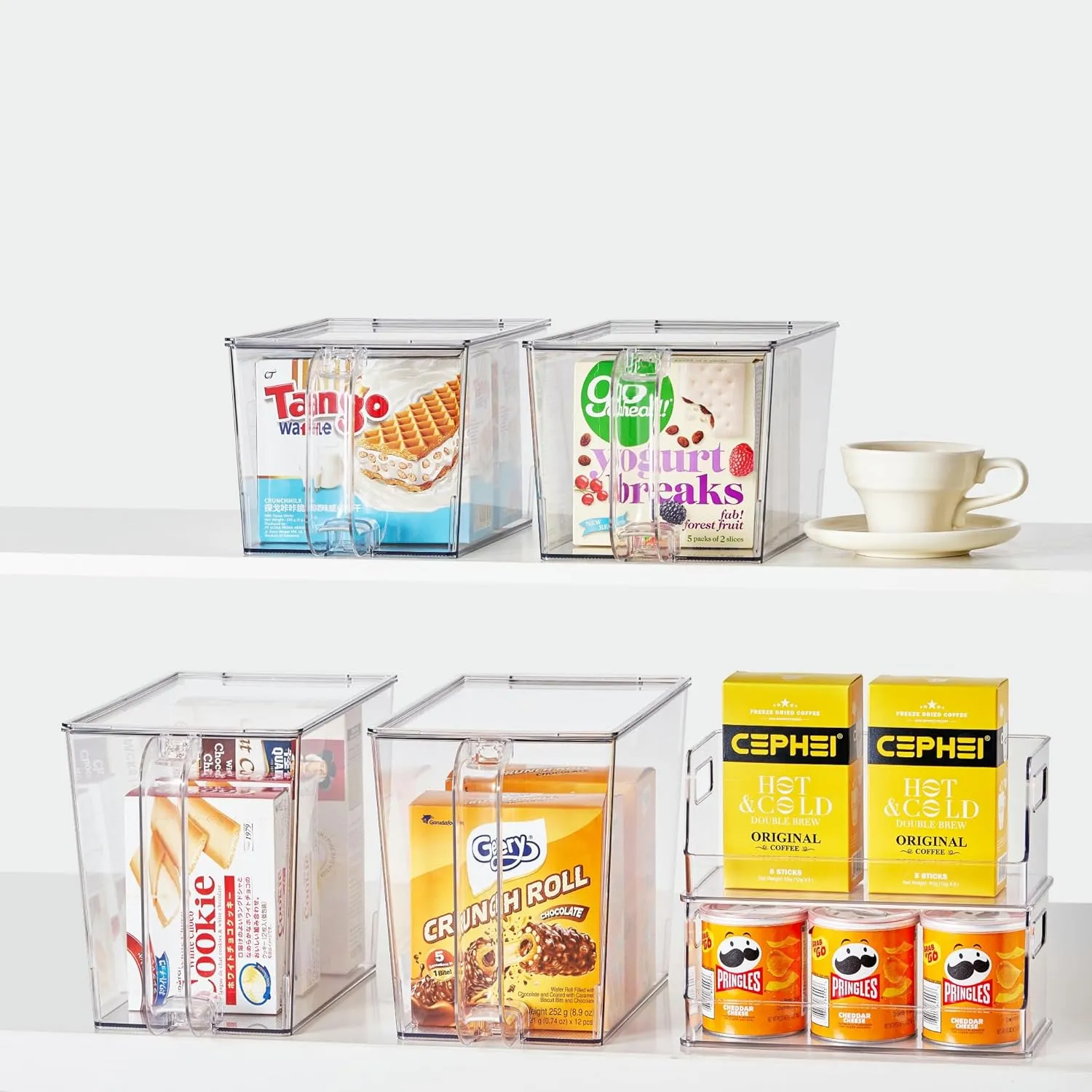 vacane 2 Set Trash Bag Dispenser, Stackable Pantry Organizer Bins with Handles,Pantry Baskets for Potato, Onion, Under Sink for Kitchen, Bathroom, Cabinet Organizer and Storage