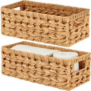 Vagusicc Wicker Storage Basket, Wicker Baskets with Handles, Toilet Paper Basket for Toilet Tank Top, Small Wicker Baskets for Organizing Shelves, 2-Pack