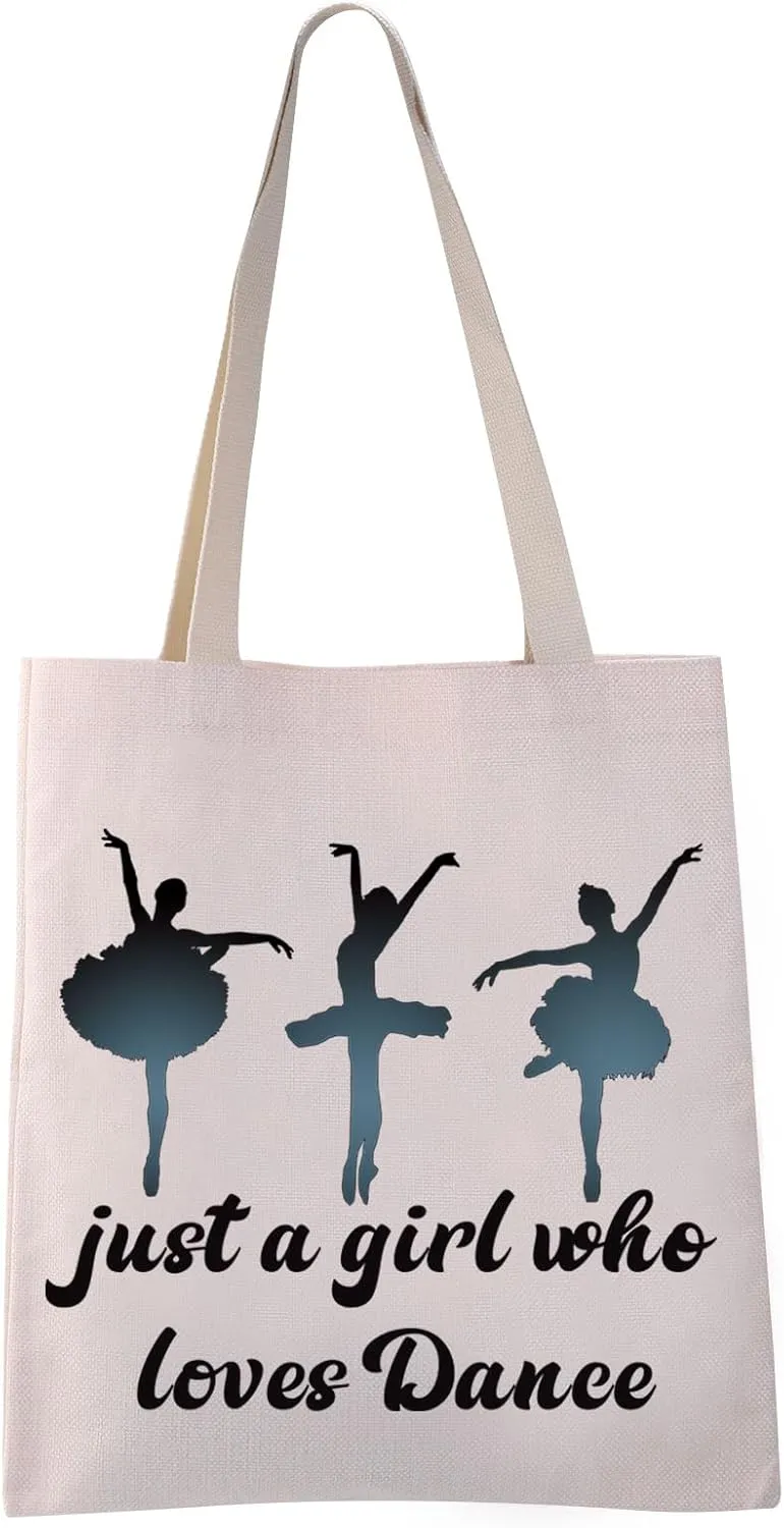 VAMSII Dancer Tote Bag just a G who Loves Dance Shoulder Bag Dance Lover Gifts Ballerina Gift Bag Ballet G Gifts(Loves Dance Tote)