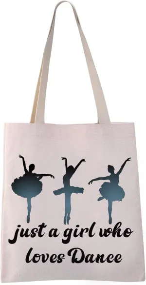 VAMSII Dancer Tote Bag just a G who Loves Dance Shoulder Bag Dance Lover Gifts Ballerina Gift Bag Ballet G Gifts(Loves Dance Tote)