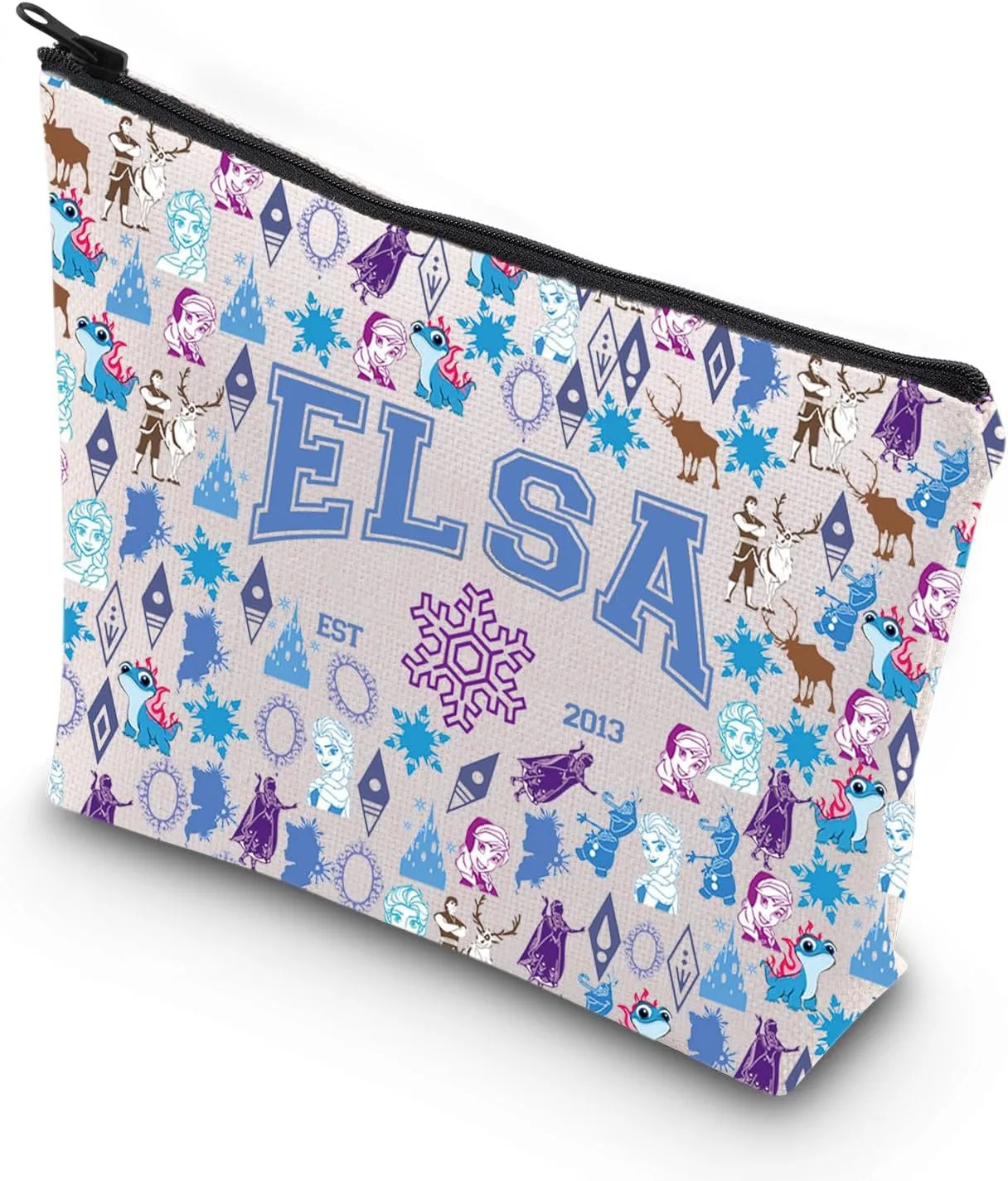 VAMSII Elsa Princess Cosmetic Bag Elsa Est 2013 Frozen Zipper Pouch Bag Cartoon Princess Love Gift (ELSA 2013)