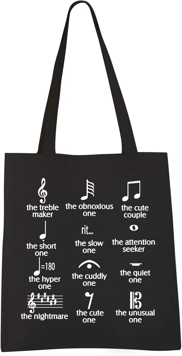 VAMSII Funny Music Note Tote Bag for Teachers, Producers, Lovers - Canvas Band Gift With Musical Note Theme