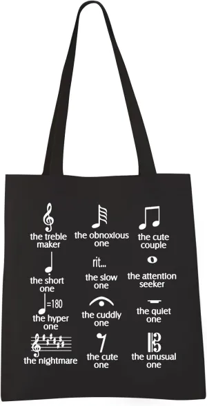 VAMSII Funny Music Note Tote Bag for Teachers, Producers, Lovers - Canvas Band Gift With Musical Note Theme
