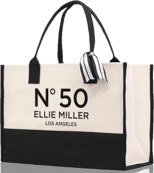 VANESSA ROSELLA Birthday Celebration Personalized Gift Canvas Tote Bag with Name and State 40th 50th Birthday Gift Tote Bag for Her Custom Birthday Gift