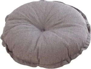 vctops Boho Soft Round Floor Pillow Cushion with Ruffles, Cotton Linen Print Chair Pad Tatami for Meditation, Yoga, Living Room, Balcony (Dark Grey,18"x18"x5")